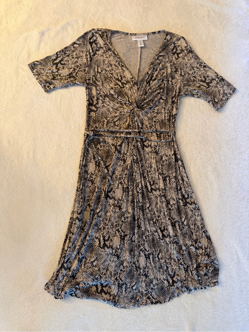 Motherhood Maternity Snakeskin Print Wrap Dress Size M Stretch